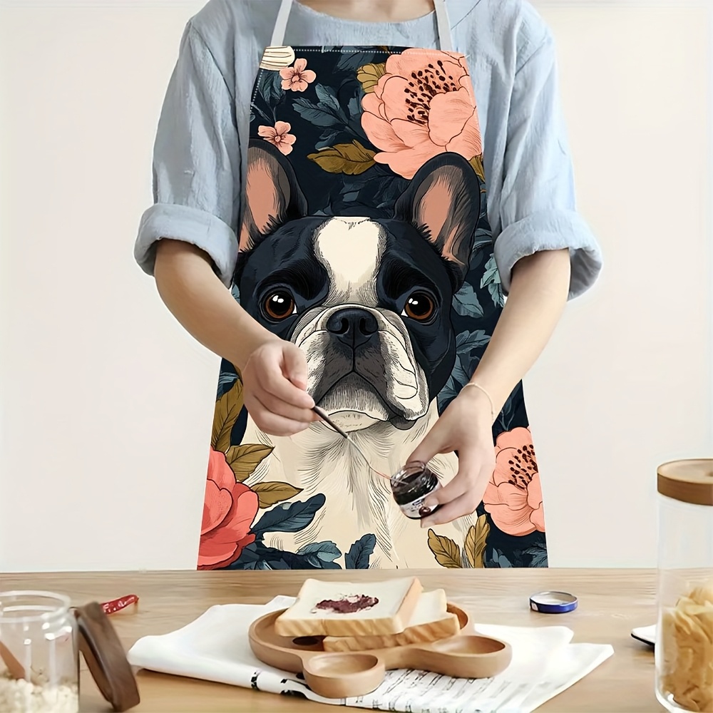Kitchen Baking Gift Ideas - French Bulldog Floral Apron - Linen