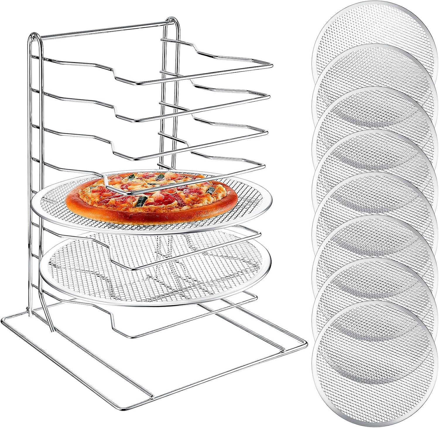 Kitchen Baking Set - Pizza Rack 8 Tiered Stand With