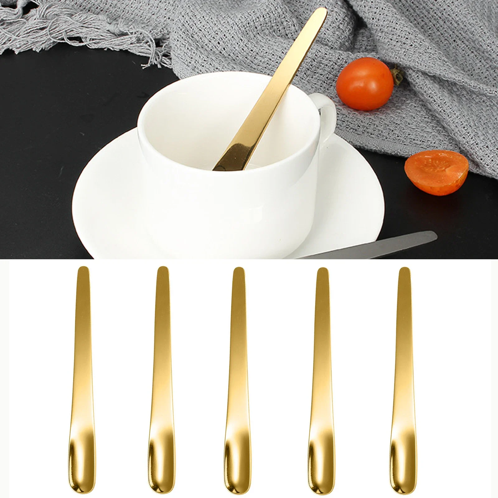 Kitchen Baking Appliances - 5PCS Coffee Spoon Stainless Steel Flat