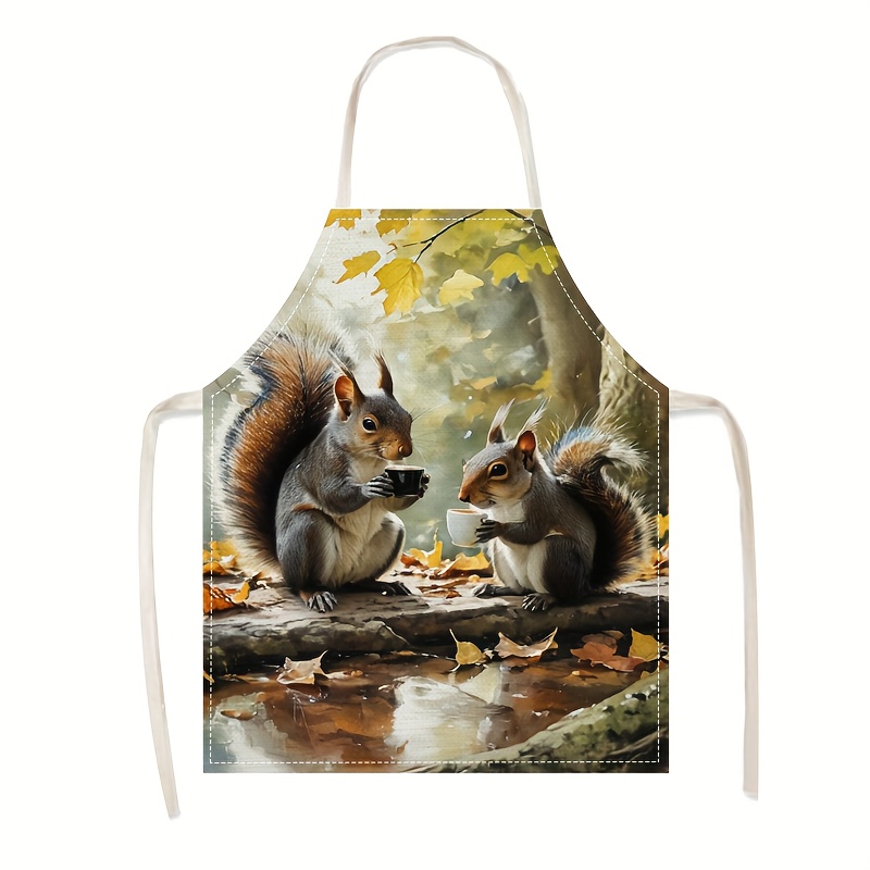 Linen Apron Squirrel Coffee Sc - đánh giá và giá Kitchen Baking Gift Ideas